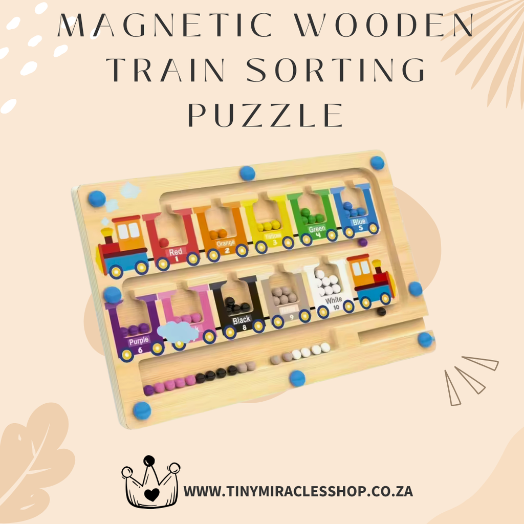 Wooden Train Magnetic Maze Puzzle – Color & Number Learning