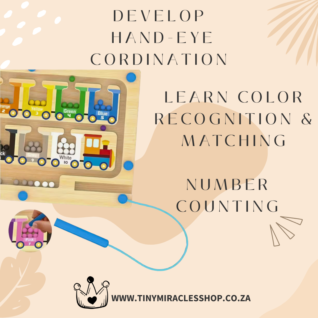 Wooden Train Magnetic Maze Puzzle – Color & Number Learning