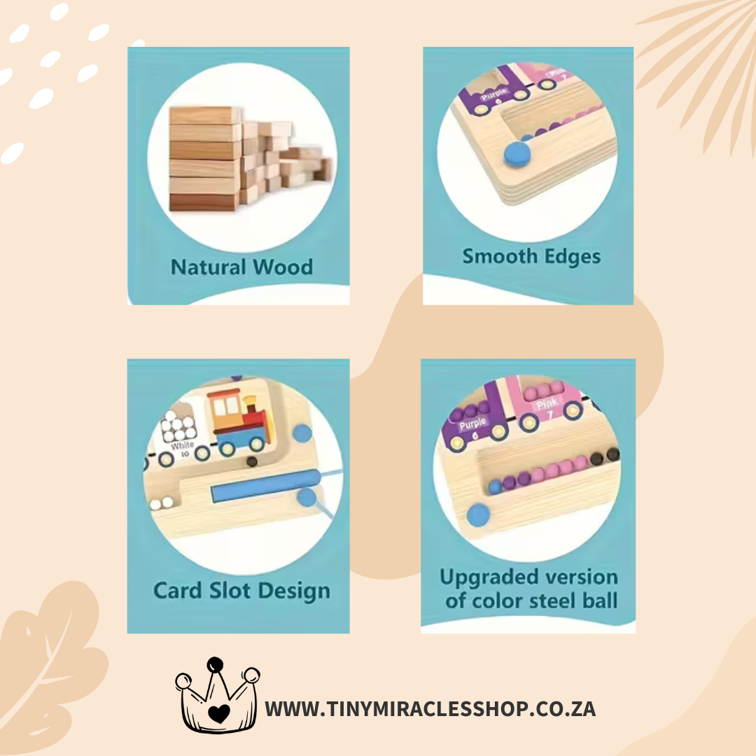 Wooden Train Magnetic Maze Puzzle – Color & Number Learning